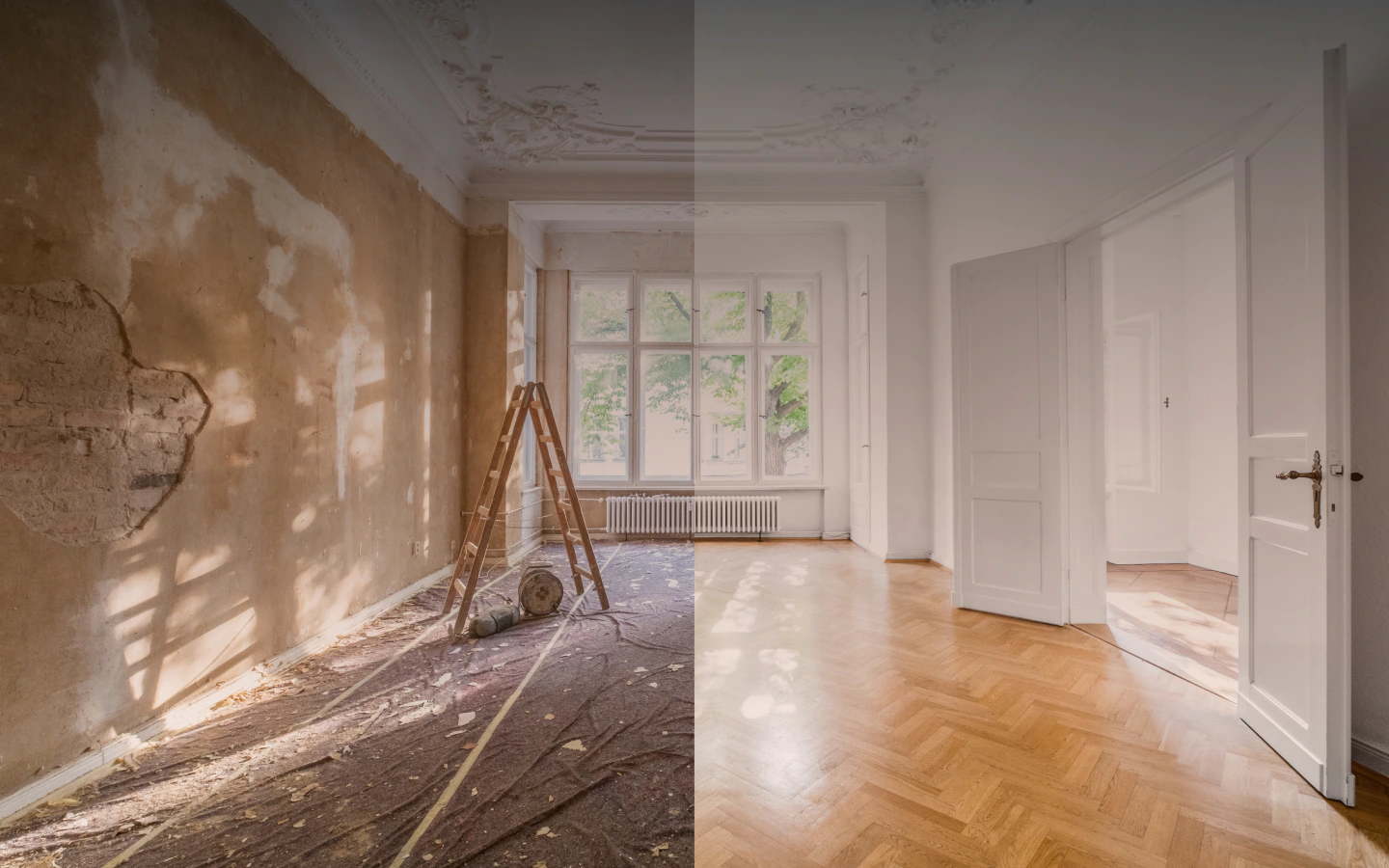 before and after renovation of living room dundalk MD